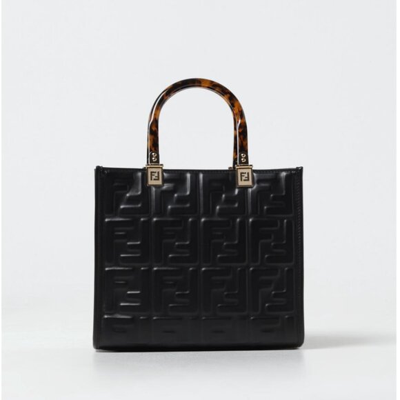 Fendi Handbags - NEW Authentic Fendi Vitello Small Zucca Sunshine Tote Leather Black